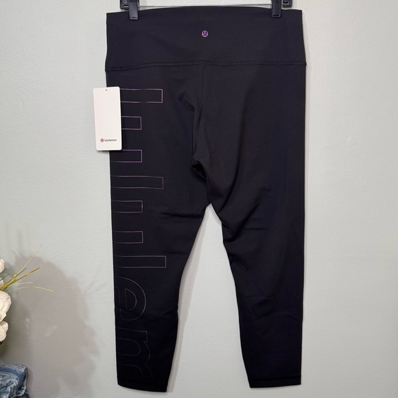 Lululemon Wunder Train High Rise Tight Athletic Legging Black Graphic Logo 14 - Picture 8 of 10